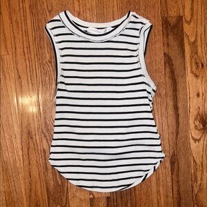 Altar’d State Black & White Stripe Peplum Tank Top Women’s Size Medium